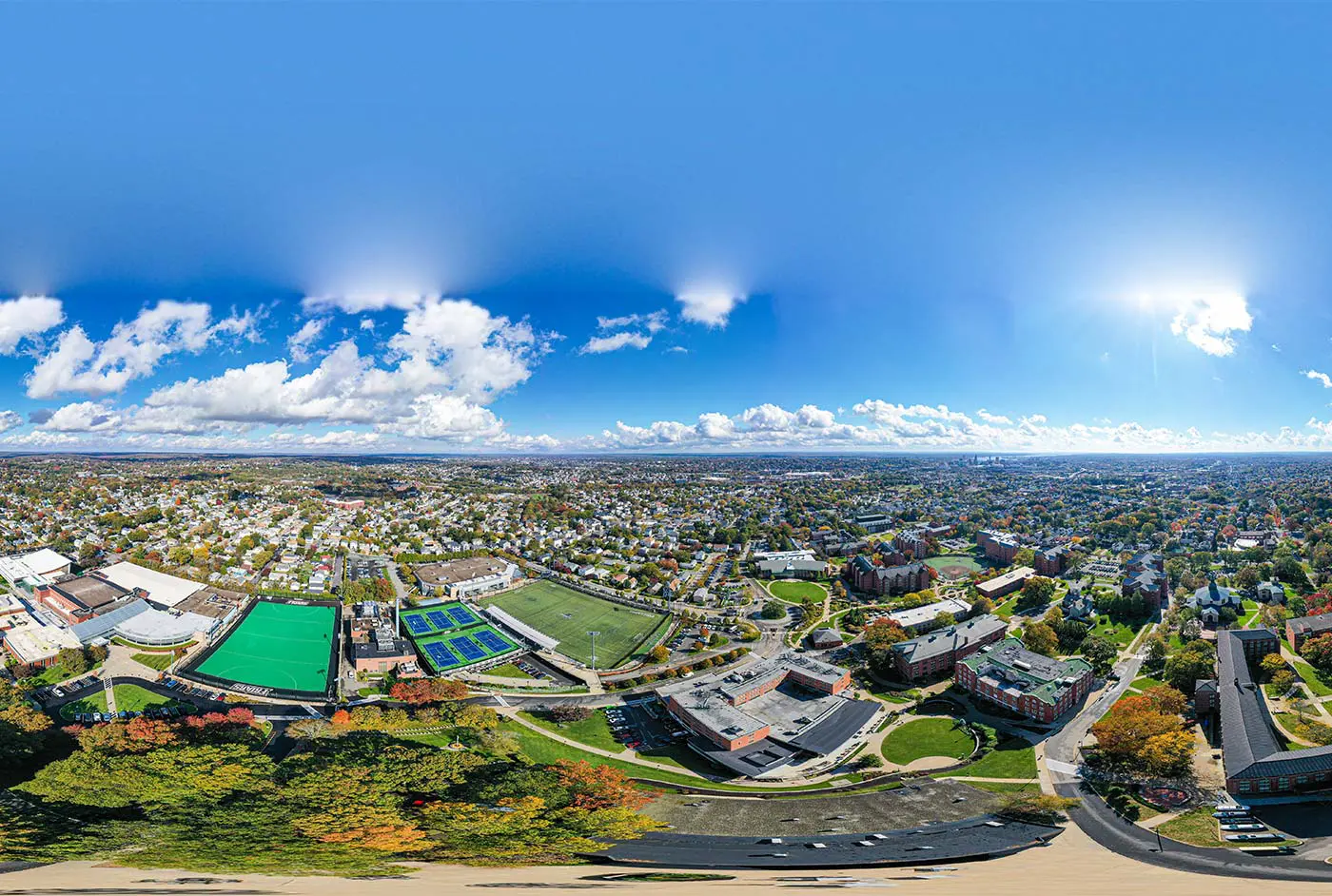 aerial view of student-athletes